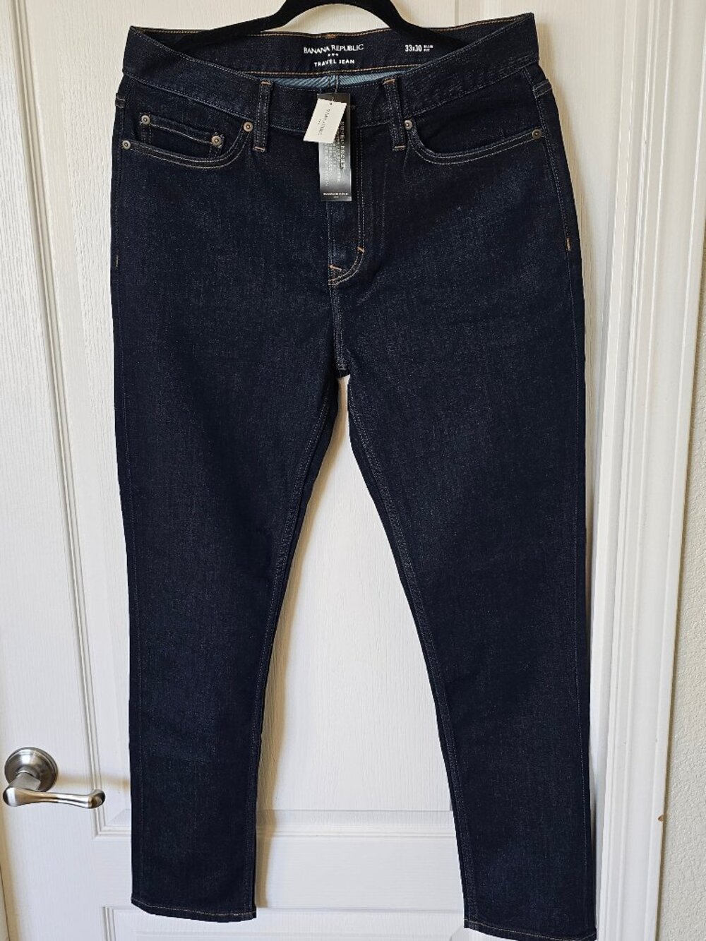 NWT Banana Republic Traveler Jean Slim Fit Dark Rinse Wash Mens Sz 33x30